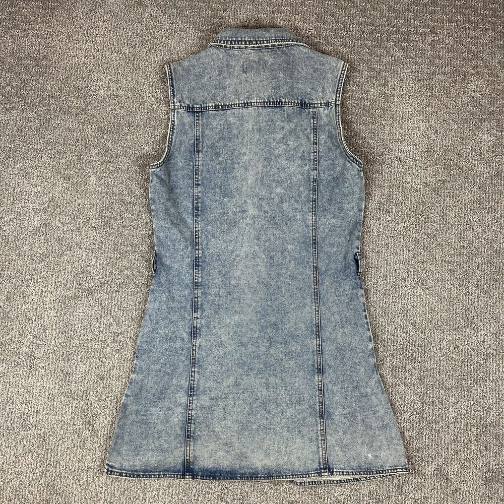 Ci Sono Denim Dress Womens Large Sleeveless Button Front Pockets 90s Y2K - Picture 2 of 8